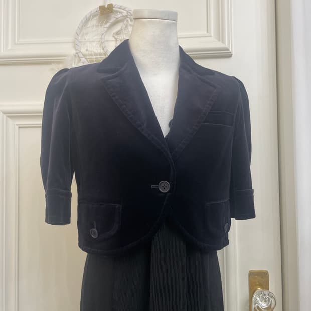 THEORY purple velvet crop half jacket
