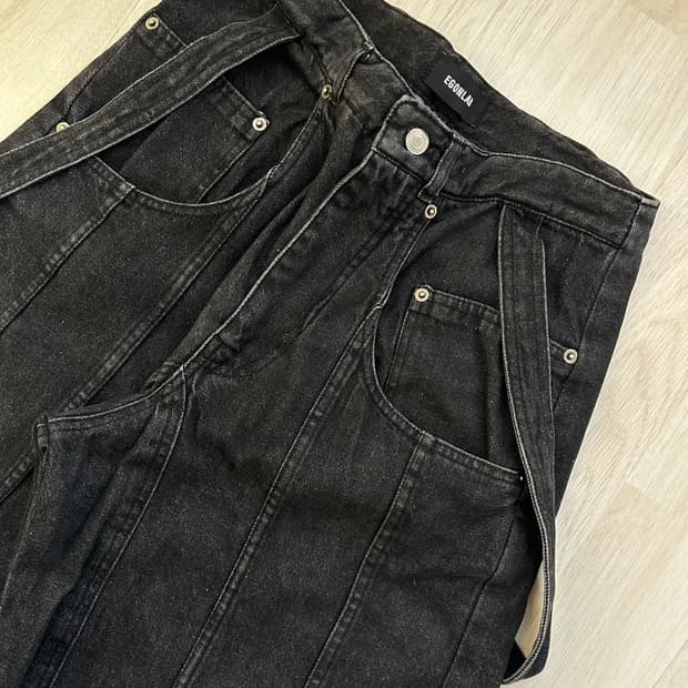 [48]egonlab에곤랩 카고 블랙 스톤워시 데님 진