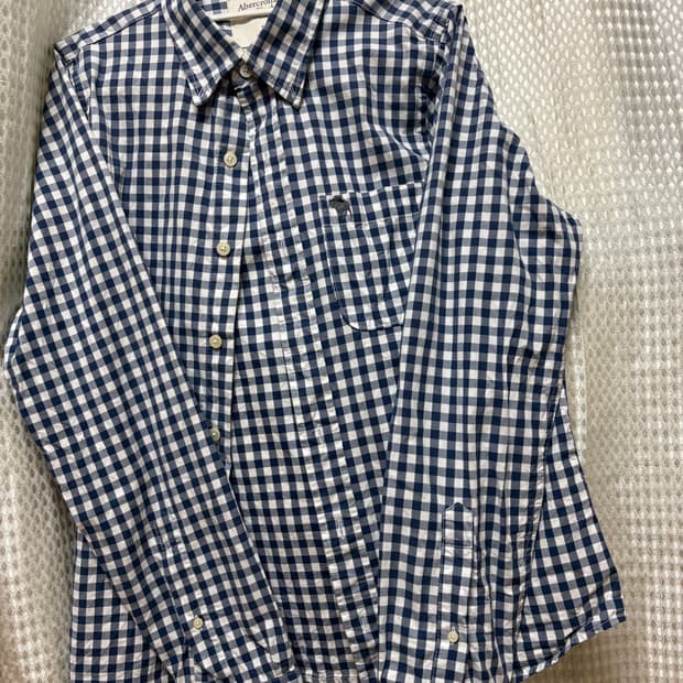 아베크롬비 블루 체크 셔츠