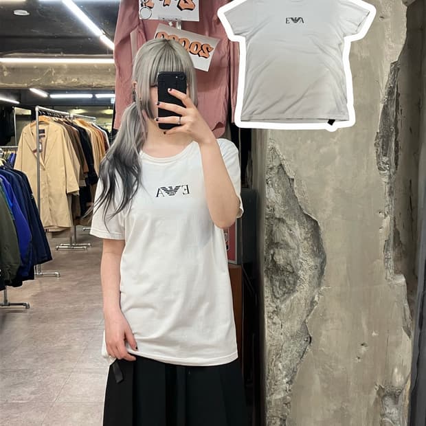 엠프리오아르마니 슬림핏 반팔 티셔츠 화이트 XL #csz3376