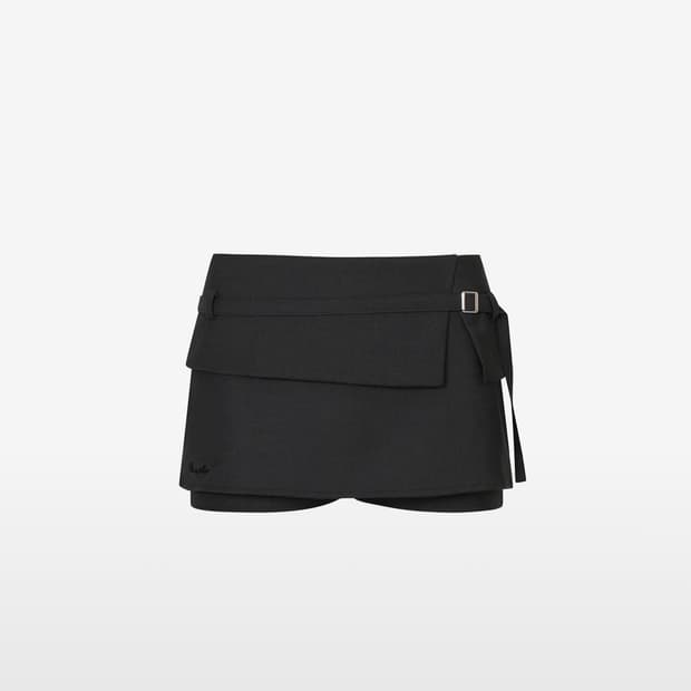 페인오어플레져 HEART BELTED MINI SKIRT charcoal