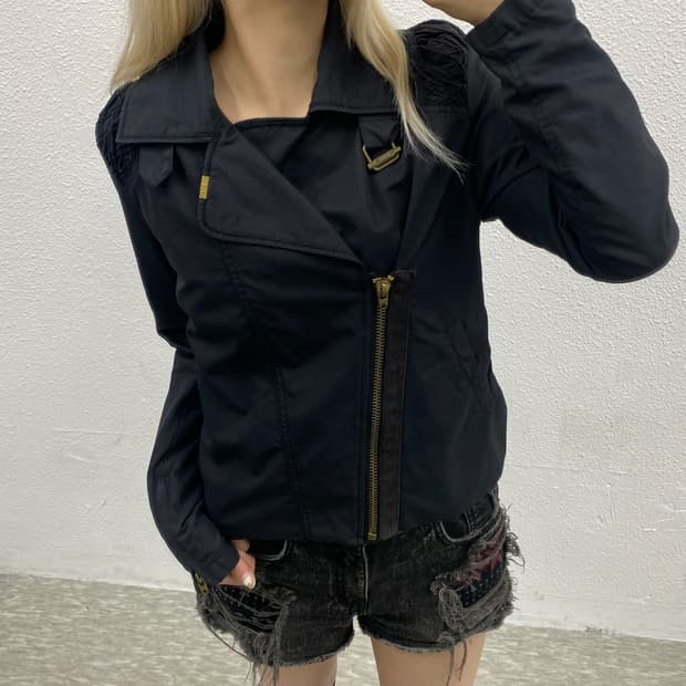 디젤 00's y2k 플리츠 라이더 자켓 XS