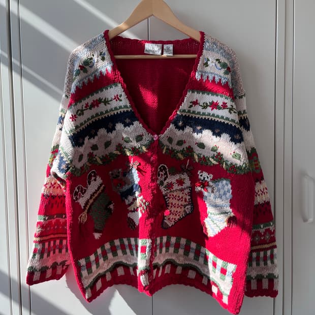 Fashion bug 크리스마스 양말 핸드메이드 니트 가디건 