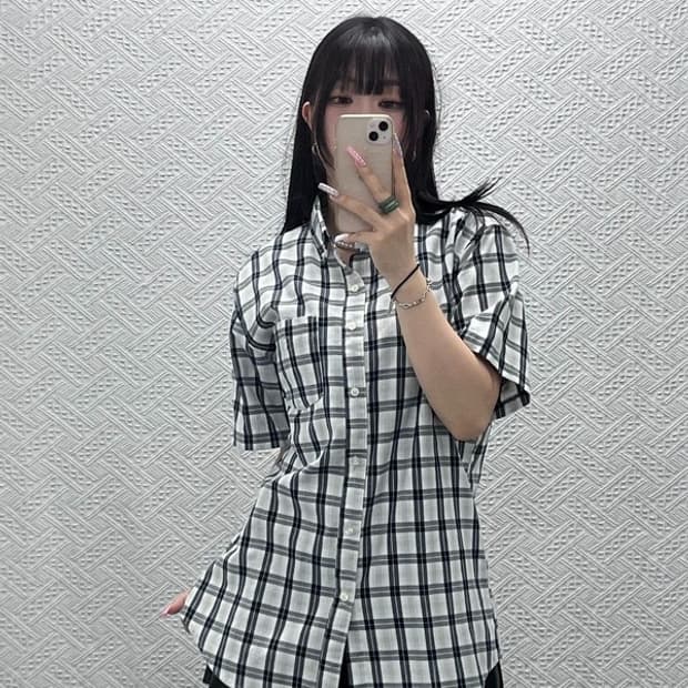 나이키 빈티지 컨트리 캐주얼 격자체크 반팔 셔츠 M C13179