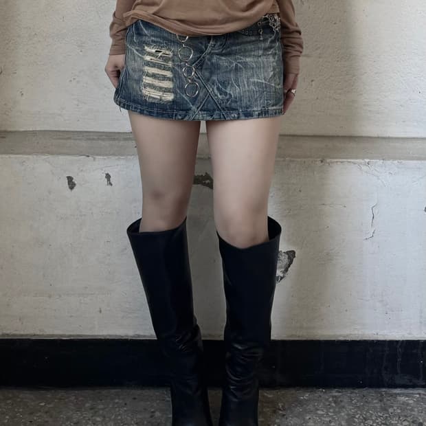 Y2k denim mini skirt