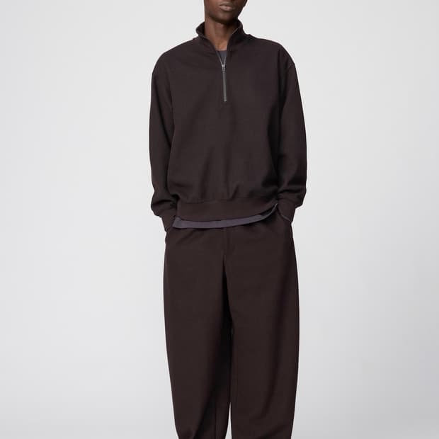 유니클로 브러시드스웨트와이드팬츠 다크 브라운 M