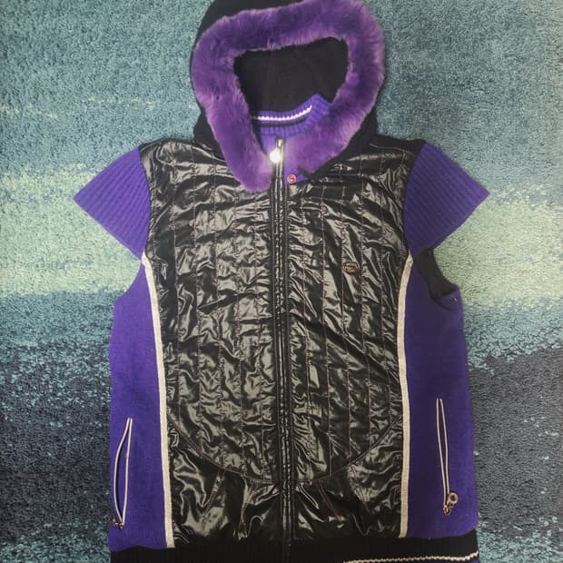 임페리얼 퍼 민소매자켓y2k 퍼플가이 보라돌이 간지95size