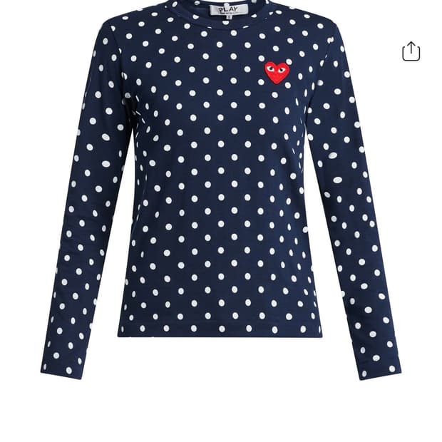 Polka dot heart logo T-shirt / Navy / M