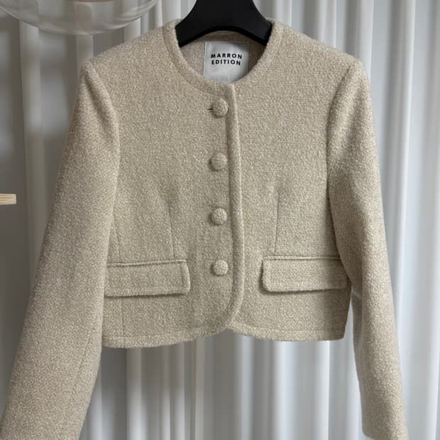 마론에디션 크리미 부클 울 블레이저 베이지 M
