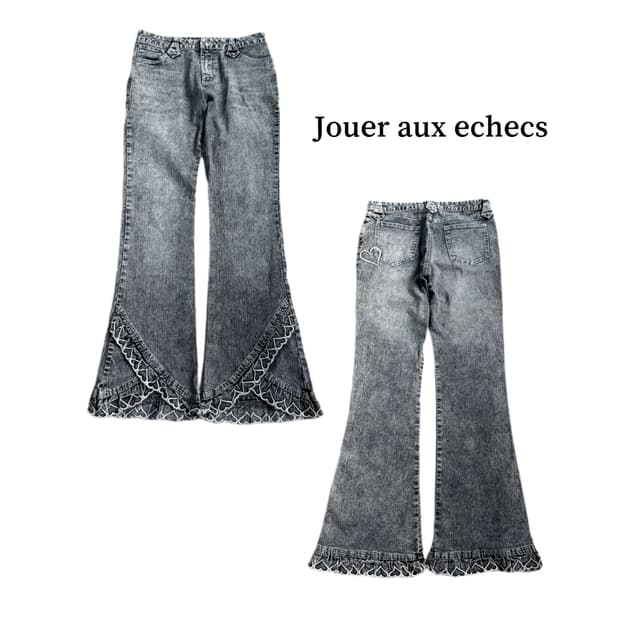 Jouer aux echecs 제팬 플레어 부츠컷 Y2K 데님팬츠
