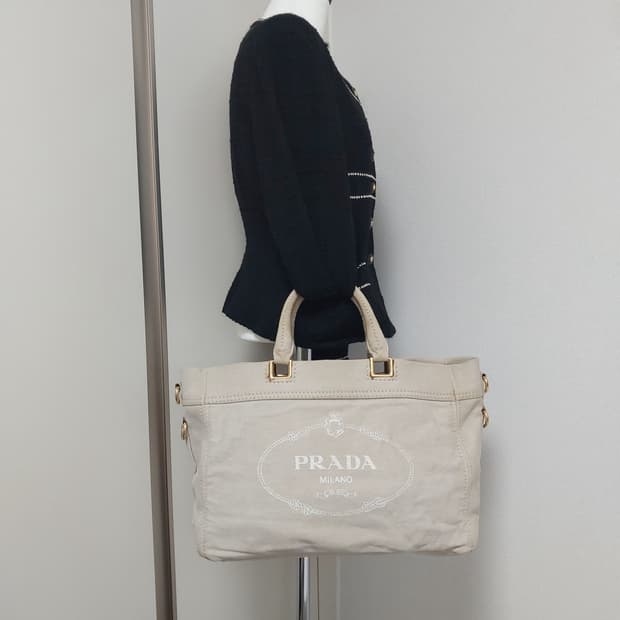 프라다 데님 카나파 캔버스 투웨이백 (정품)