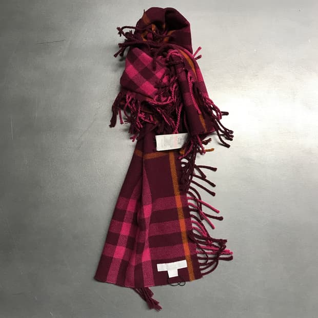 버버리 정품 캐시미어 머플러 버건디