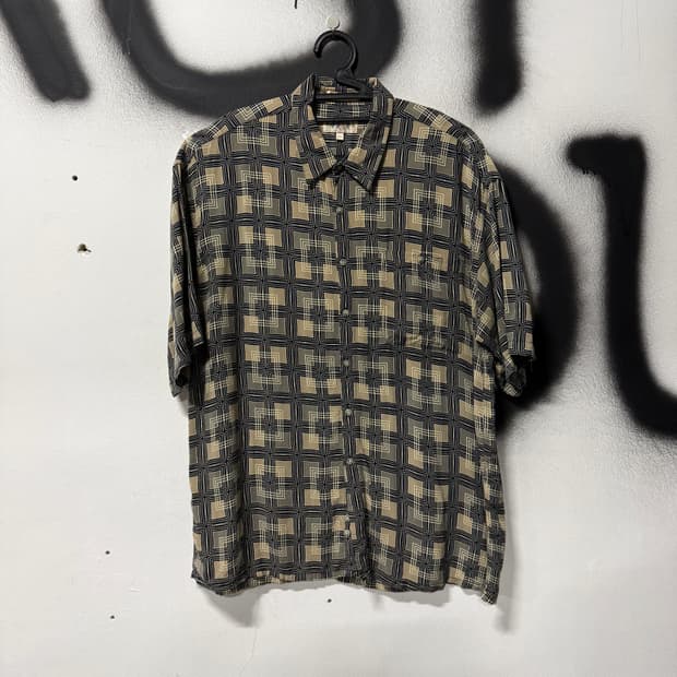 VTG 빈티지 빅사이즈 스퀘어 체크 풀 패턴 반팔 셔츠