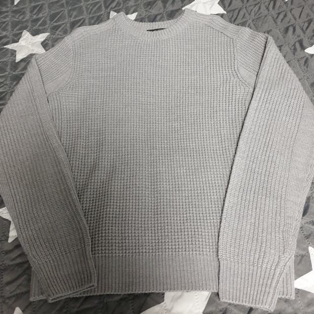 AD HOC 슬림핏 와플 크루넥 니트 스웨터 그레이 (M)