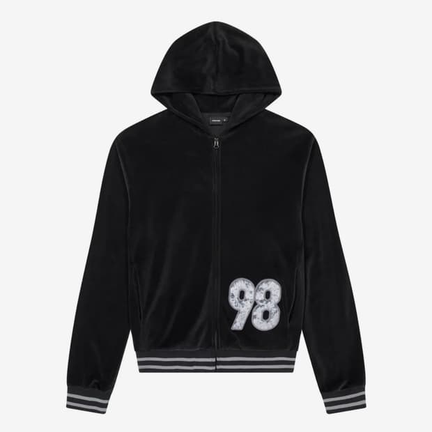아캄 98 Patch Velour Zip-Up Hoodie (Black)