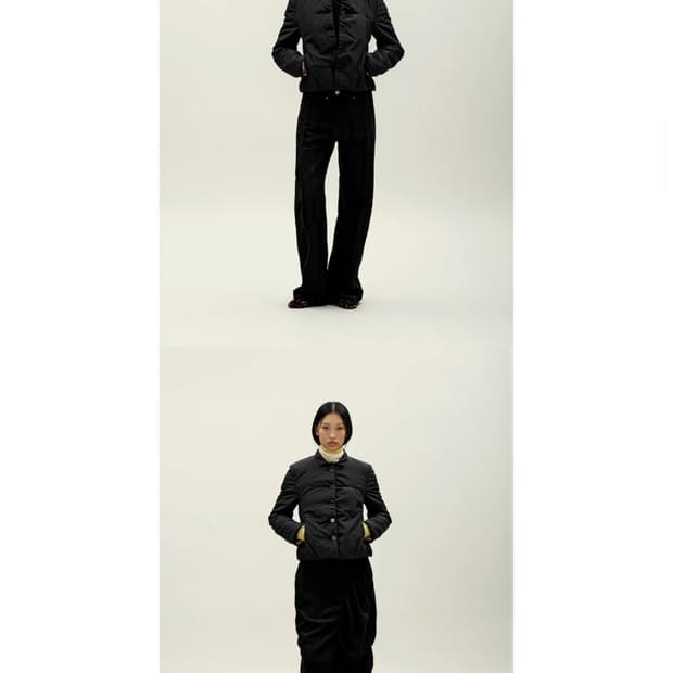 Padded Single Crop Jacket Black