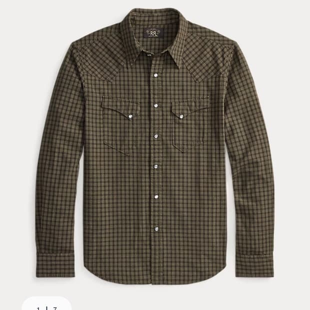RRL 슬림핏 웨스턴 체크 셔츠