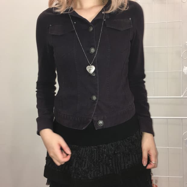 jpn vintage y2k navy button crop jacket