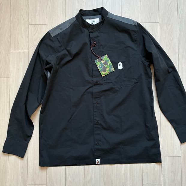새제품) BAPE 베이프  밴드칼라 셔츠 블랙 L