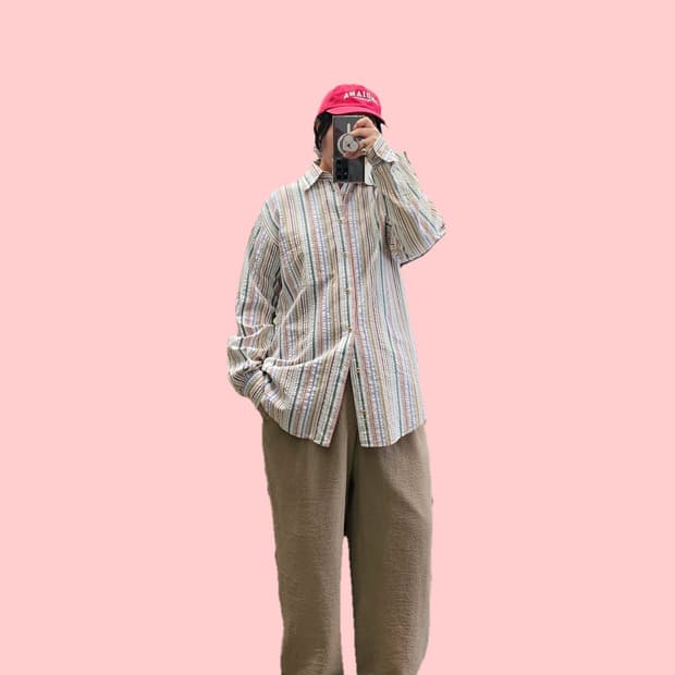 Simple Life 컬러 스트라이프 시어서커 셔츠