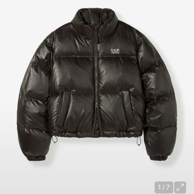 코드그라피 RDS 글로시 덕다운 푸파 숏패딩 브라운 M