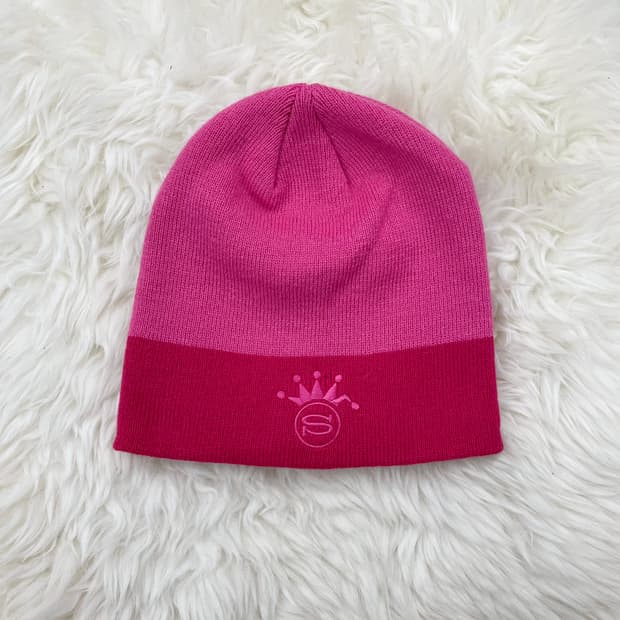 스투시 핑크 스컬캡 로고 자수 비니