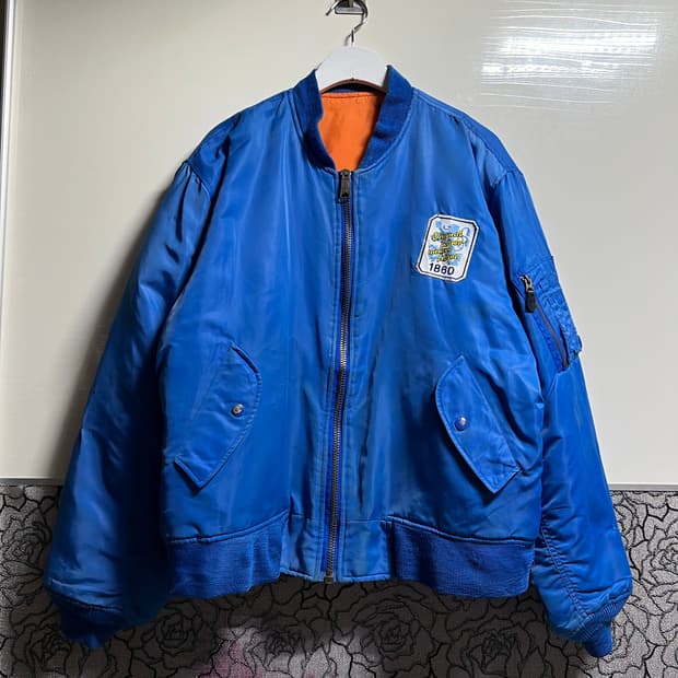 빈티지 블루 패치 MA-1 항공 점퍼