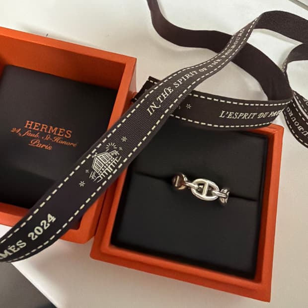 [크림발, 상태아주좋음] 에르메스 스몰 샹달 엔체이니 링 스털링 54호