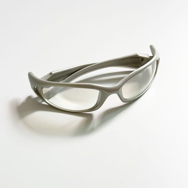 90s 맷실버 랩 어라운드 스포티 투명틴트 빈티지 선글라스