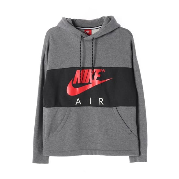 나이키 에어 빅로고 블랙 블록 기모 후드티 L