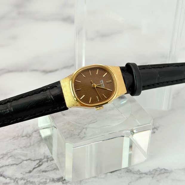 80s90s 빈티지 세이코 골드 텍스처 오벌 워치