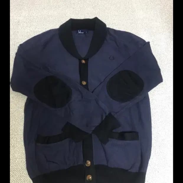 프레드페리 fred perry 네이비 엘보우패치 가디건 S