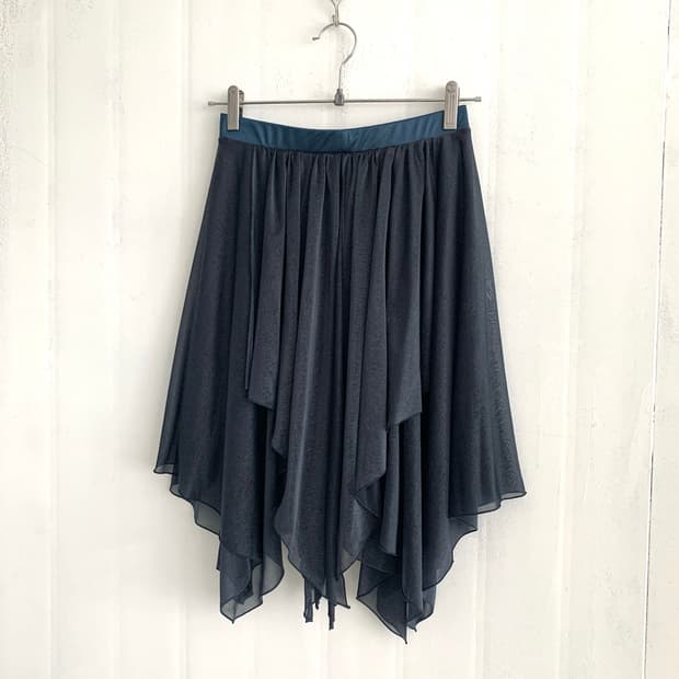 Navy Sheer Fairy Asymmetrical Midi Skirt