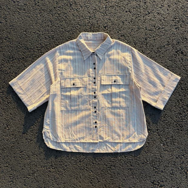 JPN vintage 멀티 포켓 크롭 셔츠