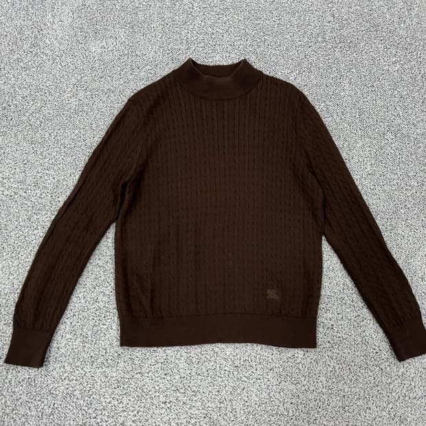 버버리 울 케시미어 케이블 목폴라