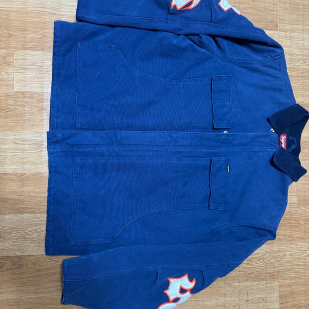 슈프림 올드 잉글리쉬 캔버스 워크 자켓 네이비 - 25SS