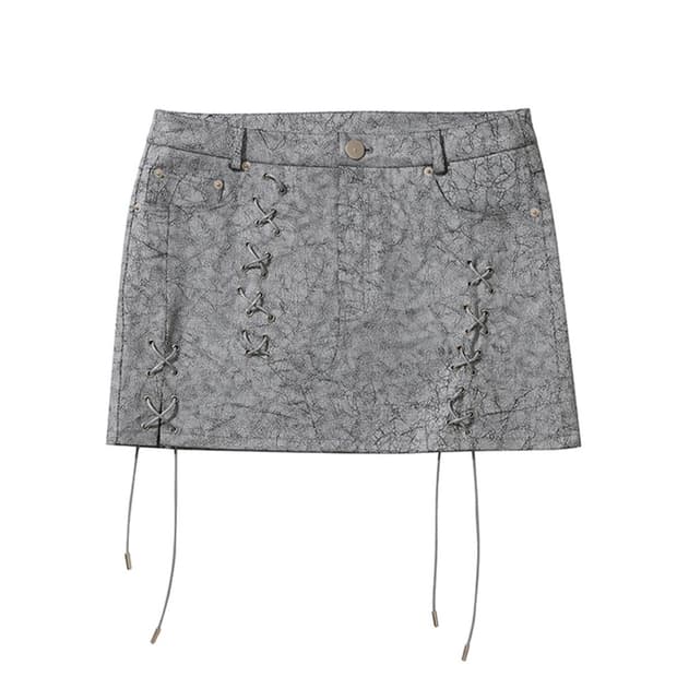 yeel EYELET MINI SKIRT GRAY