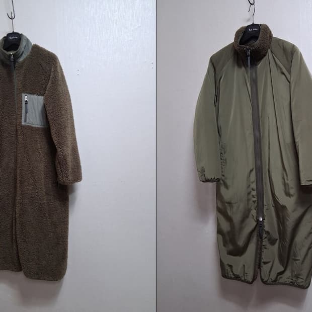 whideout 남성 카키색 양면 뽀글이롱코트 남성 여유95 여성7788