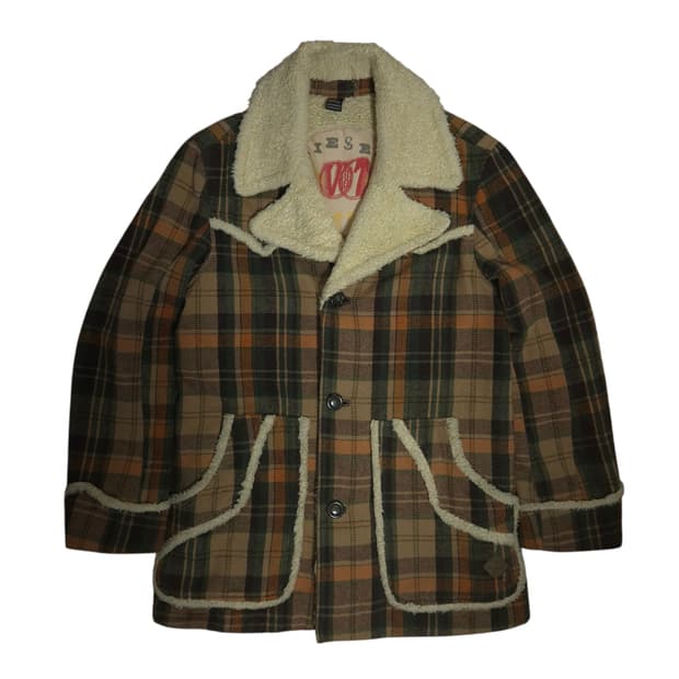 디젤 체크 브라운 쉐르파 코트