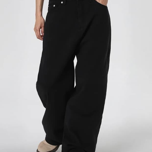 블랙업 미런 와이드 코튼팬츠(M)