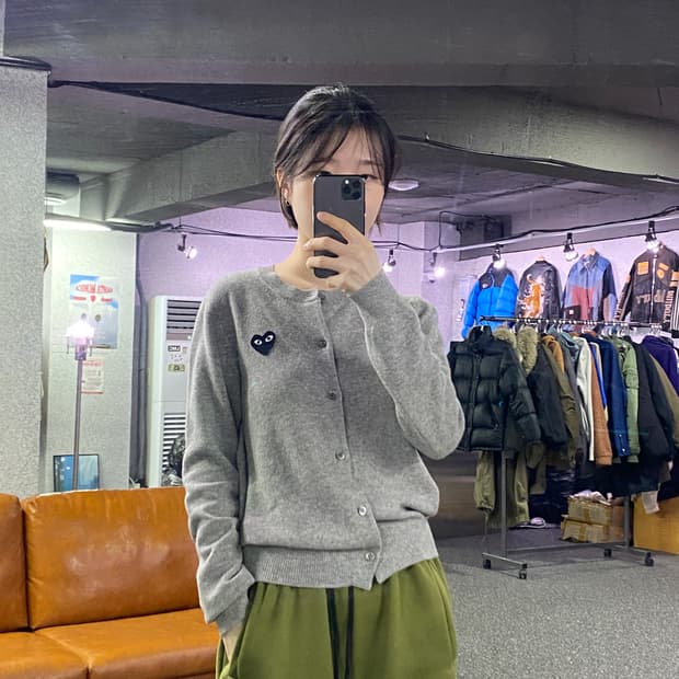 꼼데가르송 블랙 와트 와펜 크롭 가디건 그레이 B3518