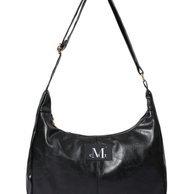 무센트 메린 골드 라인 레더 숄더백 블랙
