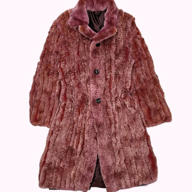 pink rabbit fur coat