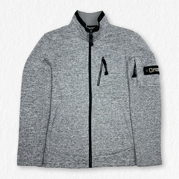 내셔널지오그래픽 기모 집업 그레이