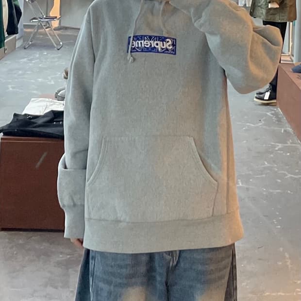 슈프림 반다나 박스로고 헤더 그레이 후드티 H1625