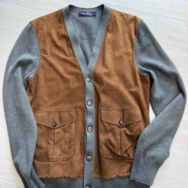 랄프로렌 퍼플라벨 스웨이드 가디건 판매