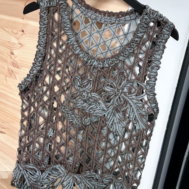 mint choco flower net top