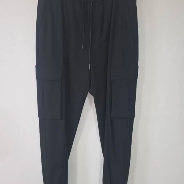 준지 22SS 블랙 울 블렌디드 카고 조거 팬츠 48