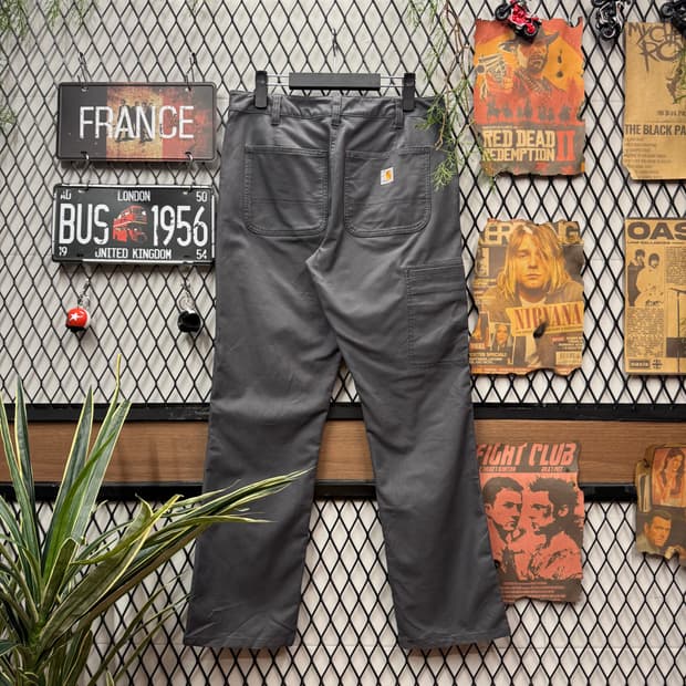 00s 칼하트 캔버스 워크 팬츠 사이드 포켓 포인트 그레이