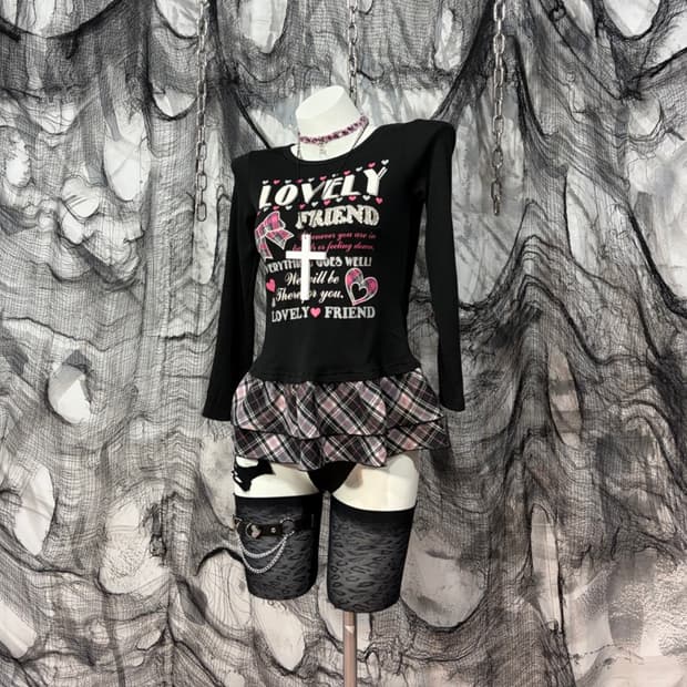 Y2k kitsch Glitter frill Layered long sl
